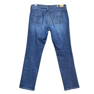 Levi's‎ 505 Women's Straight Leg Jeans Dark Wash Size 14 Distressed Mid Rise